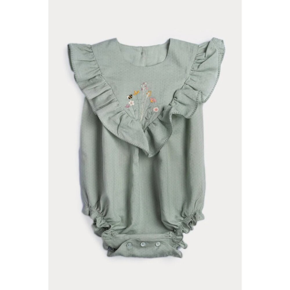 Early Sunday Lucy Bubble Romper Embroidered Floral Design 3-6 Months NWT